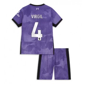 Liverpool Virgil van Dijk #4 Tredjedraktsett Barn 2023-24 Kortermet (+ Korte bukser)